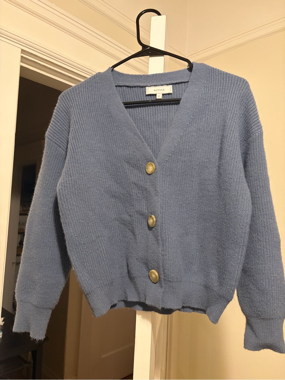 The Blue V Neck Single Breasted Cardigan